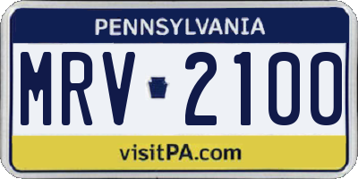 PA license plate MRV2100