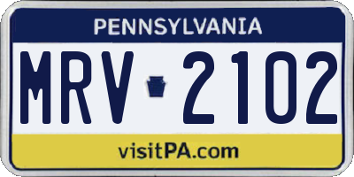 PA license plate MRV2102