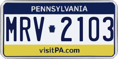 PA license plate MRV2103