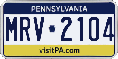 PA license plate MRV2104