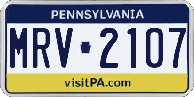 PA license plate MRV2107