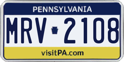 PA license plate MRV2108