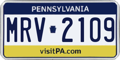 PA license plate MRV2109
