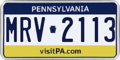 PA license plate MRV2113