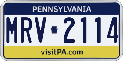 PA license plate MRV2114