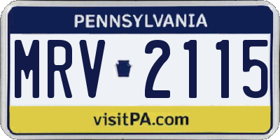 PA license plate MRV2115