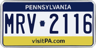 PA license plate MRV2116