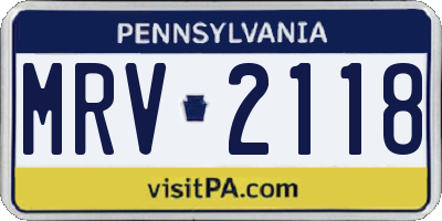 PA license plate MRV2118