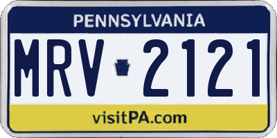 PA license plate MRV2121