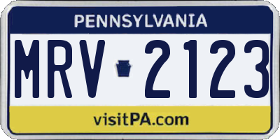 PA license plate MRV2123