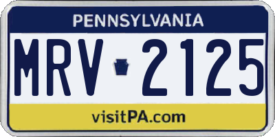 PA license plate MRV2125