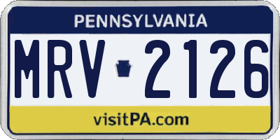 PA license plate MRV2126