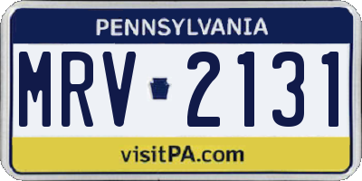 PA license plate MRV2131