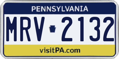 PA license plate MRV2132