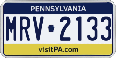 PA license plate MRV2133