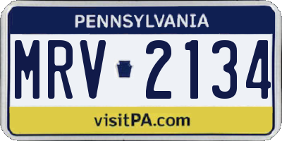 PA license plate MRV2134