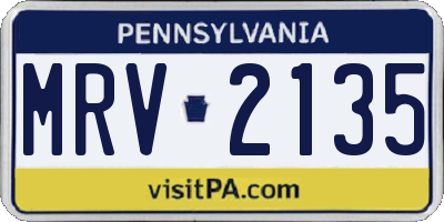 PA license plate MRV2135