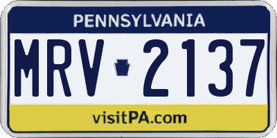 PA license plate MRV2137