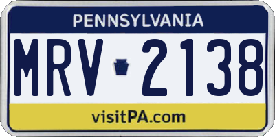 PA license plate MRV2138