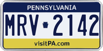 PA license plate MRV2142