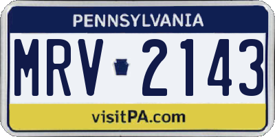 PA license plate MRV2143