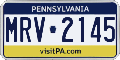 PA license plate MRV2145