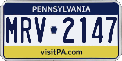 PA license plate MRV2147