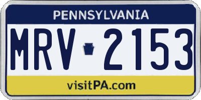 PA license plate MRV2153