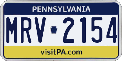 PA license plate MRV2154