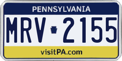 PA license plate MRV2155