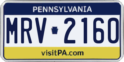PA license plate MRV2160
