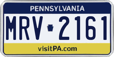 PA license plate MRV2161