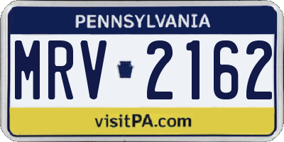 PA license plate MRV2162