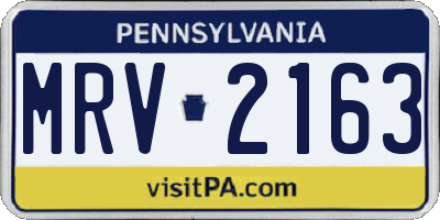 PA license plate MRV2163