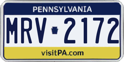 PA license plate MRV2172