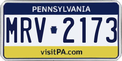 PA license plate MRV2173