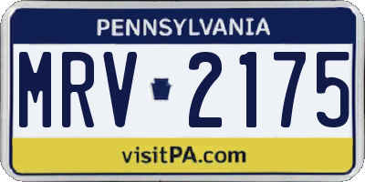 PA license plate MRV2175