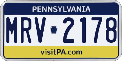 PA license plate MRV2178