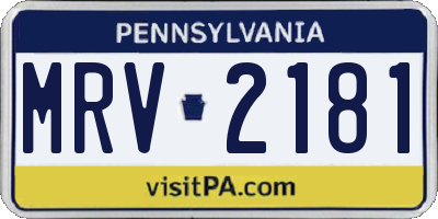 PA license plate MRV2181