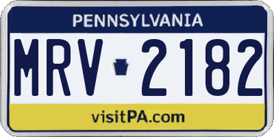 PA license plate MRV2182