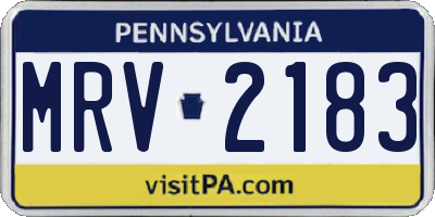 PA license plate MRV2183