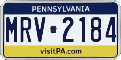 PA license plate MRV2184