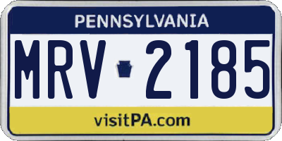 PA license plate MRV2185