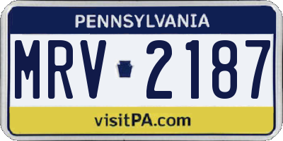 PA license plate MRV2187