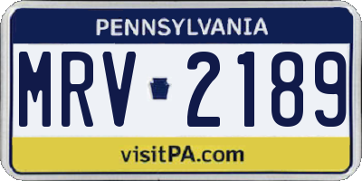 PA license plate MRV2189