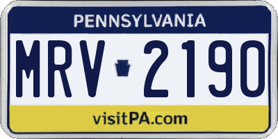 PA license plate MRV2190