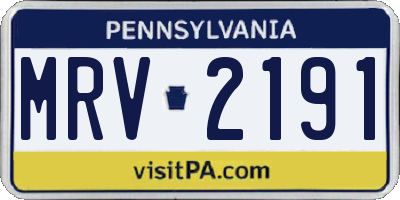 PA license plate MRV2191