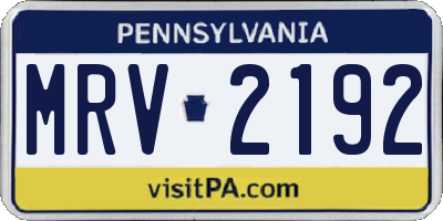 PA license plate MRV2192