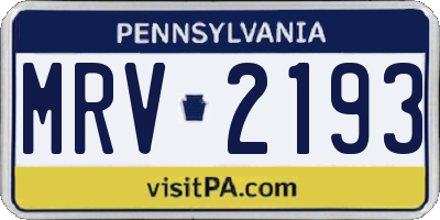 PA license plate MRV2193