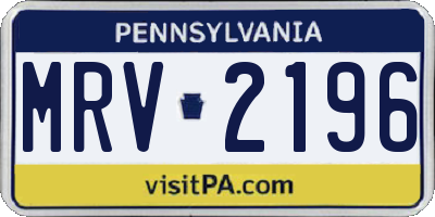 PA license plate MRV2196